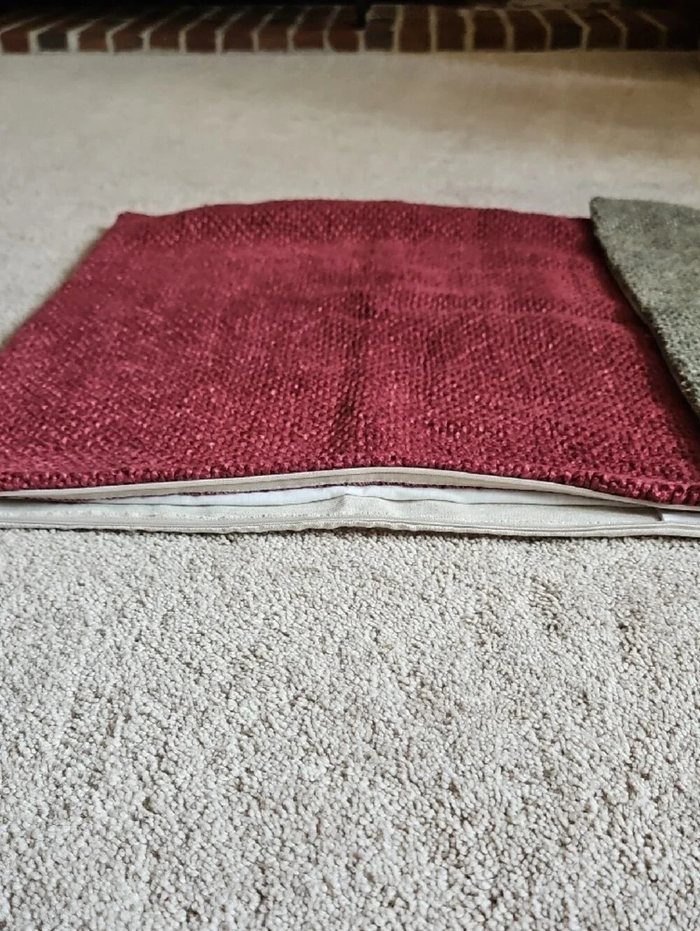Pottery Barn Linen and Cotton Woven Red and Green Pillow Covers